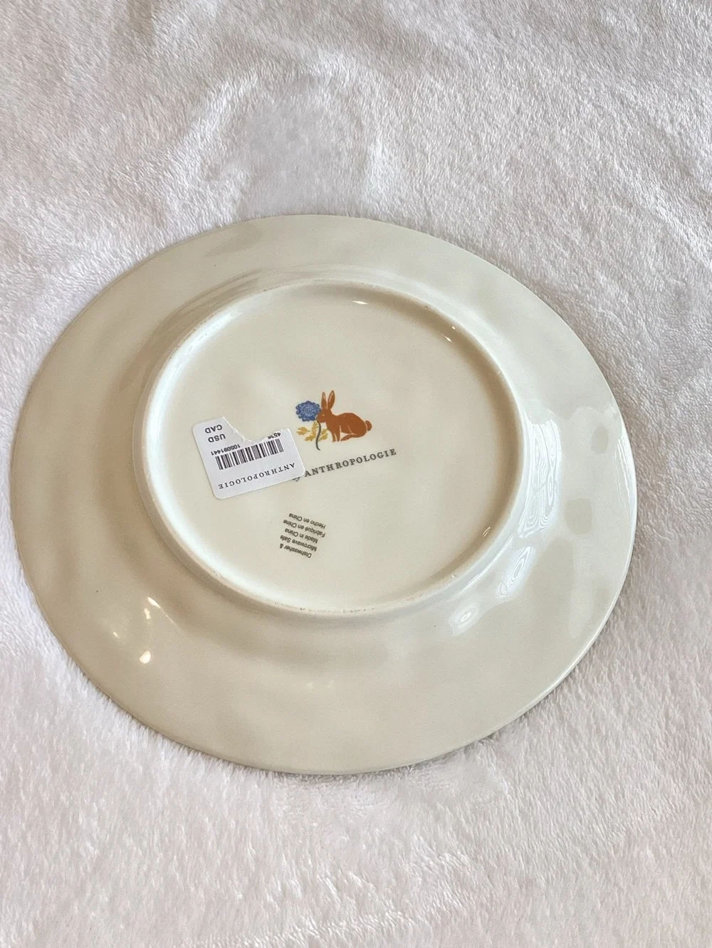 Anthropologie Mille Stoneware Plate Side Dessert New Farm Bunny Blue 8.25”